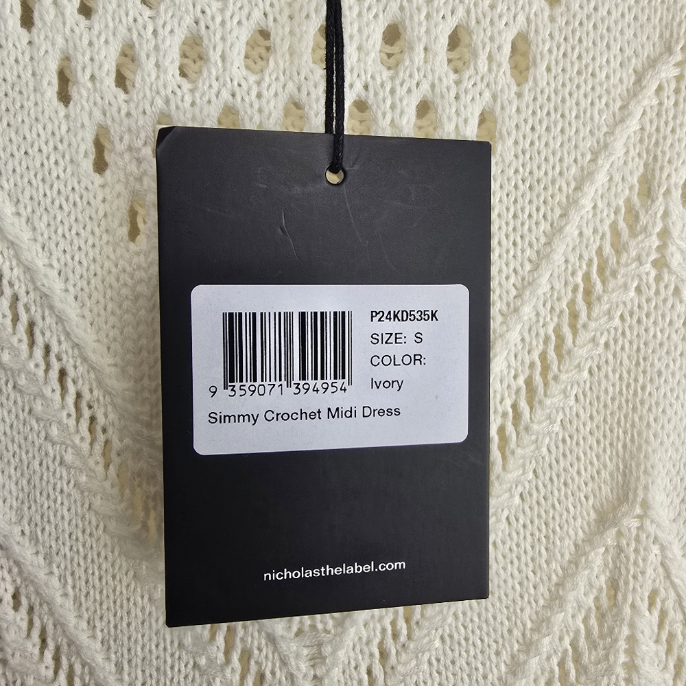 Nicholas Simmy Crochet Midi Dress in Ivory Sleeveless NWT Womens Small - Picture 11 of 11